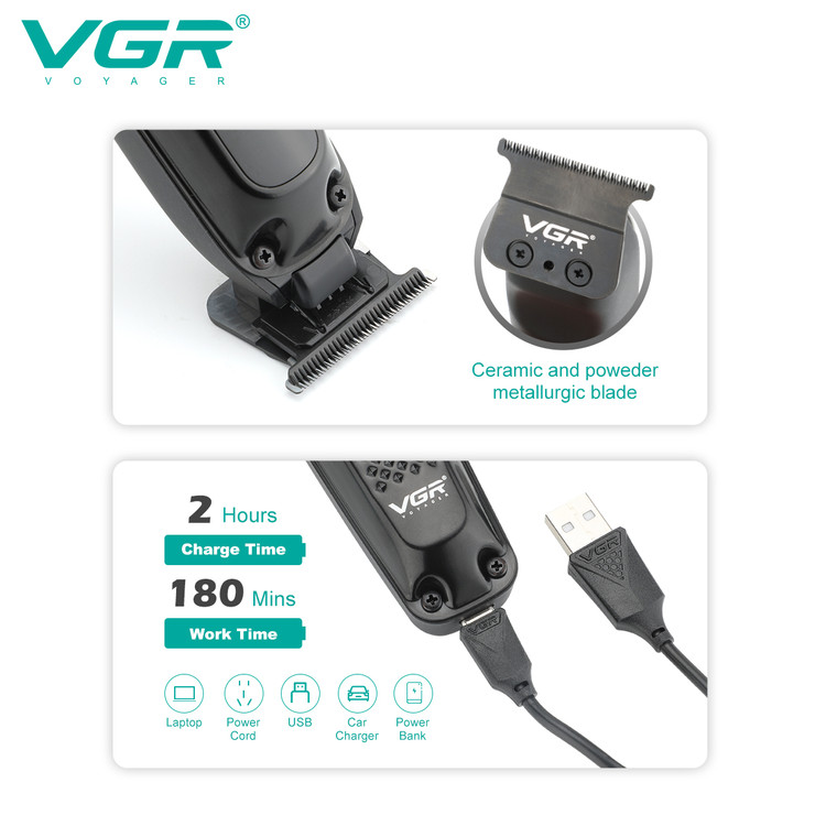 ماشین اصلاح وی جی آر مدل V-972 با تیغه استیل ضد زنگ و برش مستقیم